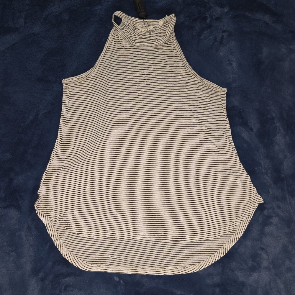 Athleta Gray Striped Tank‎ Top Small Polyester Womens Activewear Gym Sleeveless